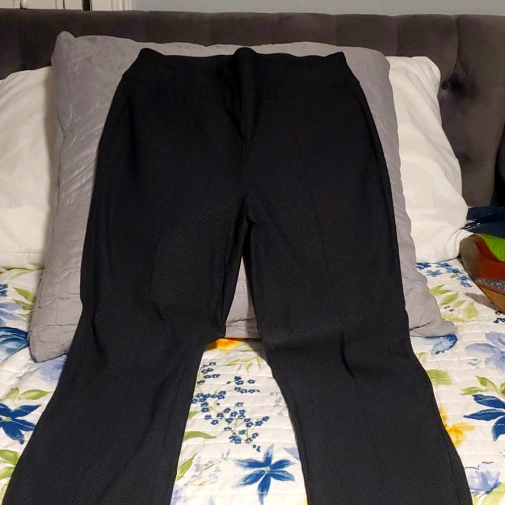 Black.panta with pin dots of white, stretch, dress look
